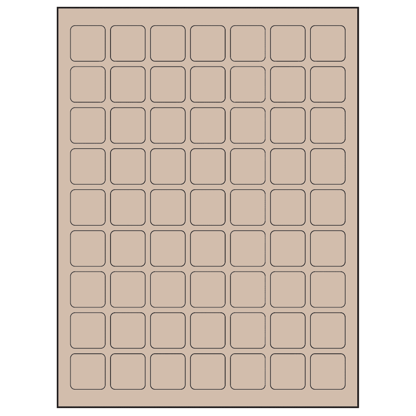 1" x 1" Pastel Tan Square Sheet Labels