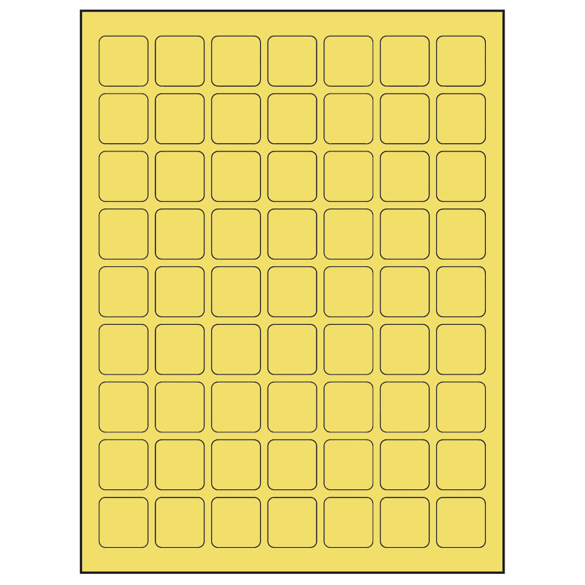 1" x 1" Pastel Yellow Square Sheet Labels