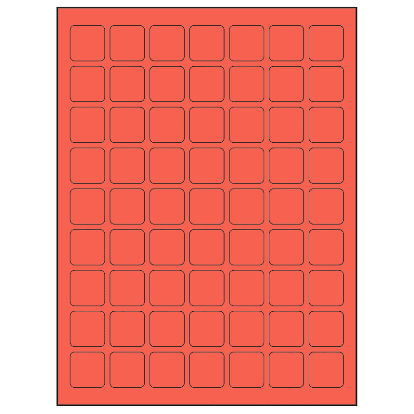 1" x 1" Red Square Sheet Labels