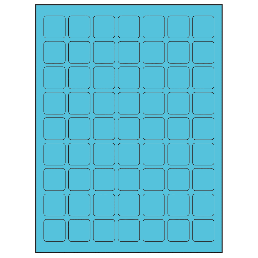 1" x 1" Turquoise Square Sheet Labels