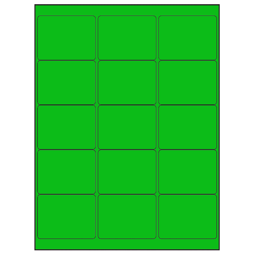 2.6875" x 2" Fluorescent Green Rectangular Sheet Labels