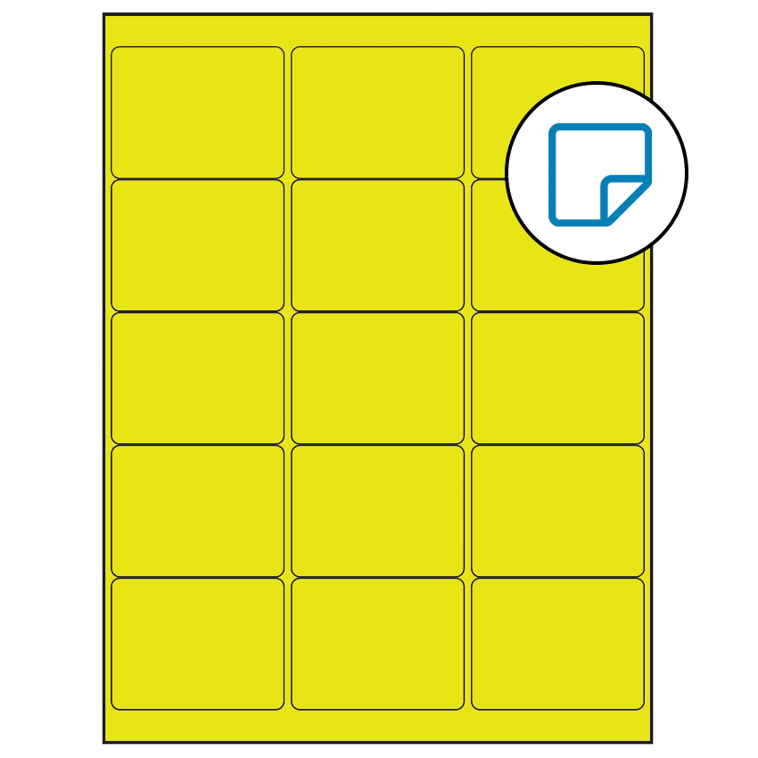 2.6875" x 2" Fluorescent Yellow Rectangular Sheet Labels - Removable Adhesive