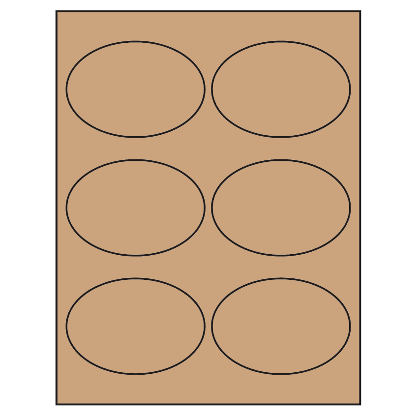 3.875" x 2.6875" Brown Kraft Oval Sheet Labels