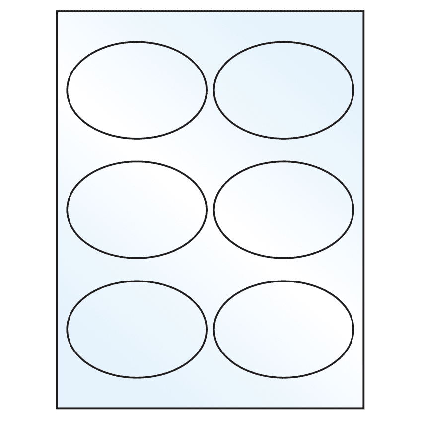 3.875" x 2.6875" Crystal Clear Oval Sheet Labels