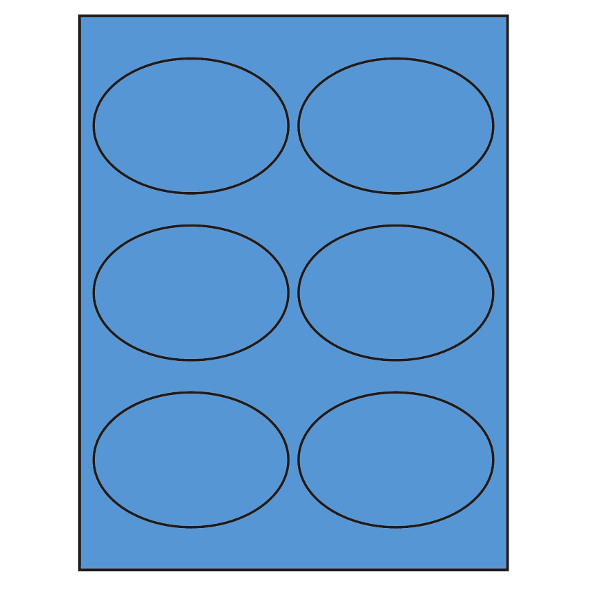 3.875" x 2.6875" Fluorescent Blue Oval Sheet Labels