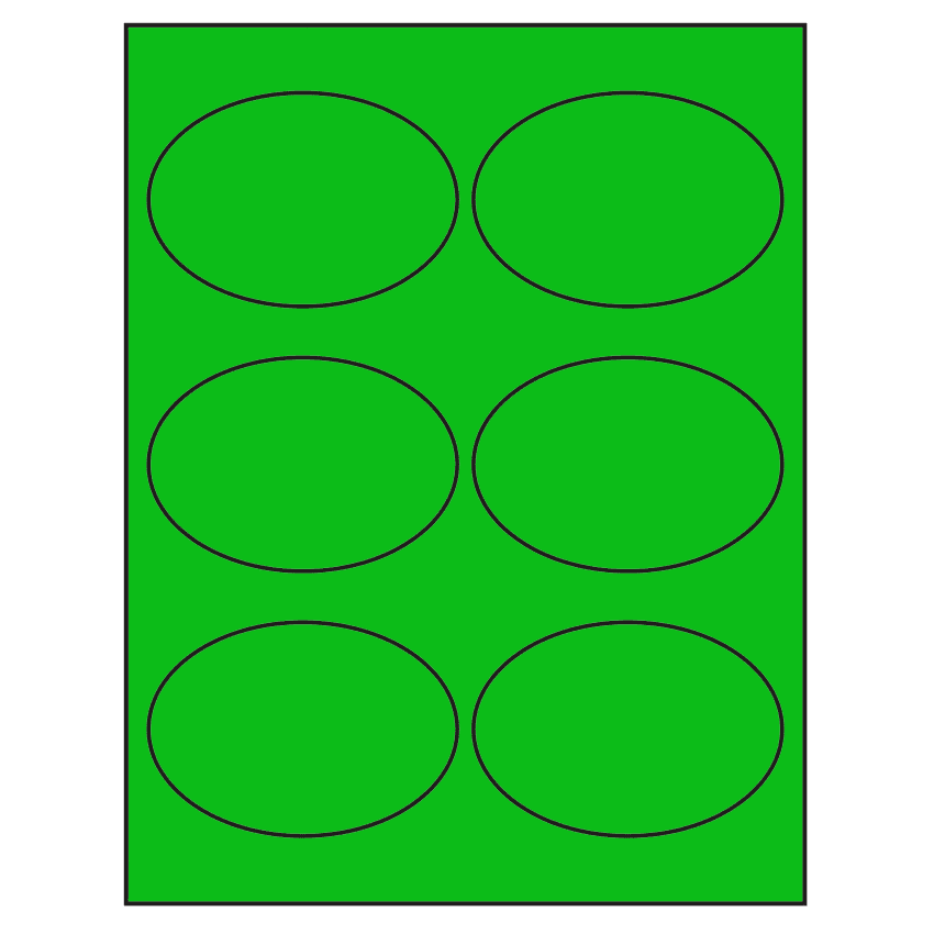 3.875" x 2.6875" Fluorescent Green Oval Sheet Labels