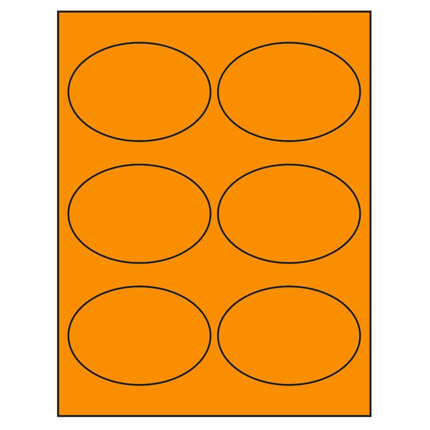 3.875" x 2.6875" Fluorescent Orange Oval Sheet Labels