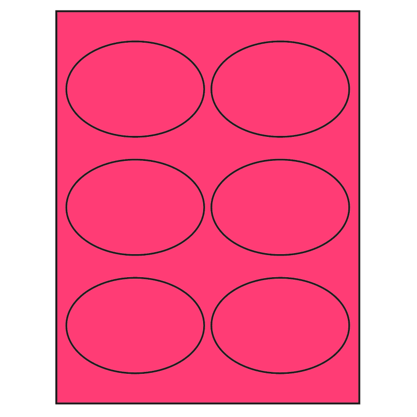 3.875" x 2.6875" Fluorescent Pink Oval Sheet Labels
