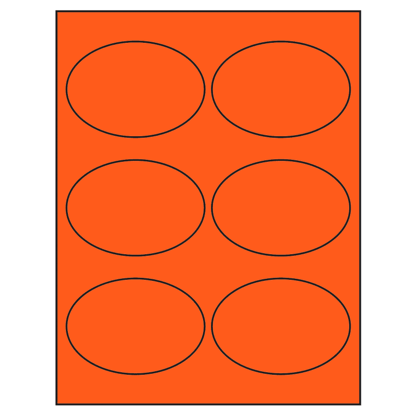 3.875" x 2.6875" Fluorescent Red Oval Sheet Labels