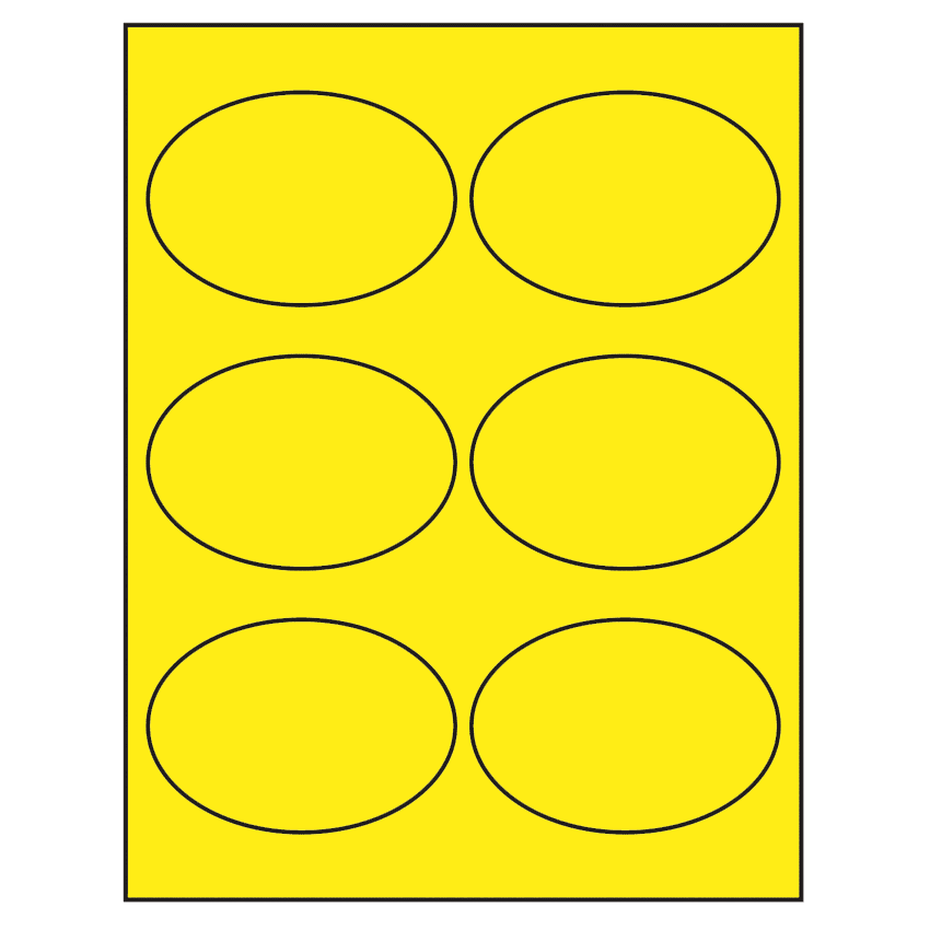 3.875" x 2.6875" Fluorescent Yellow Oval Sheet Labels