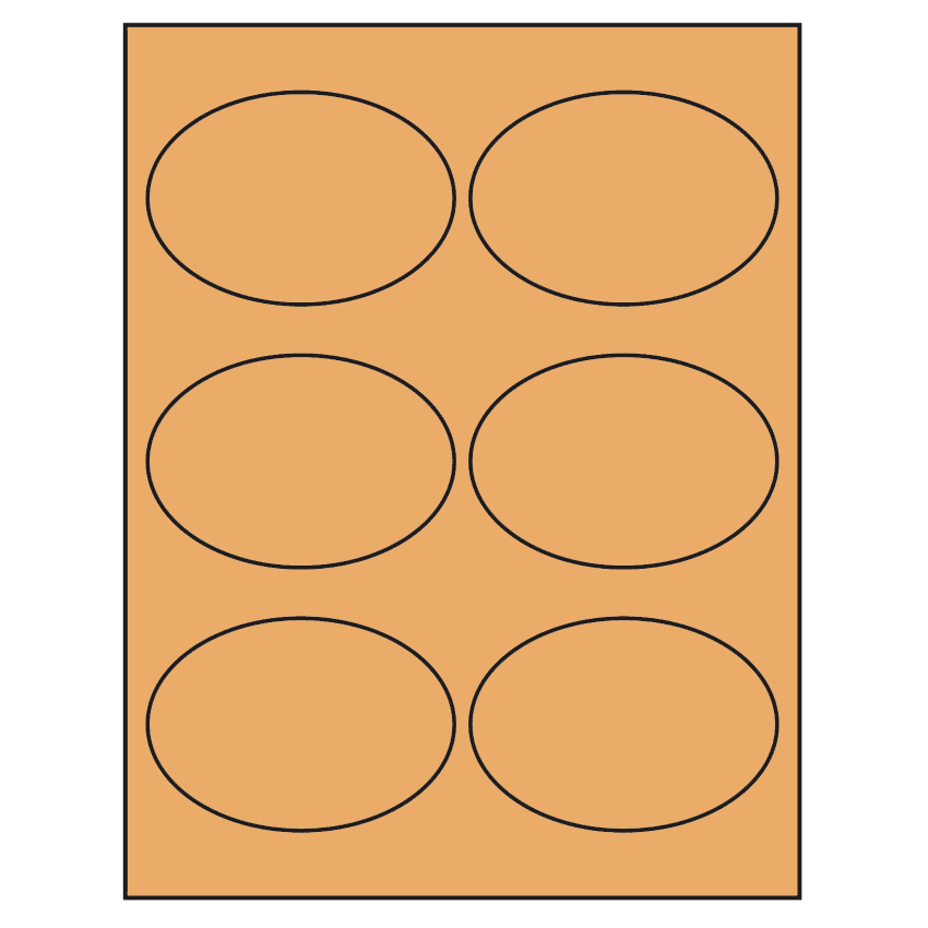 3.875" x 2.6875" Pastel Orange Oval Sheet Labels