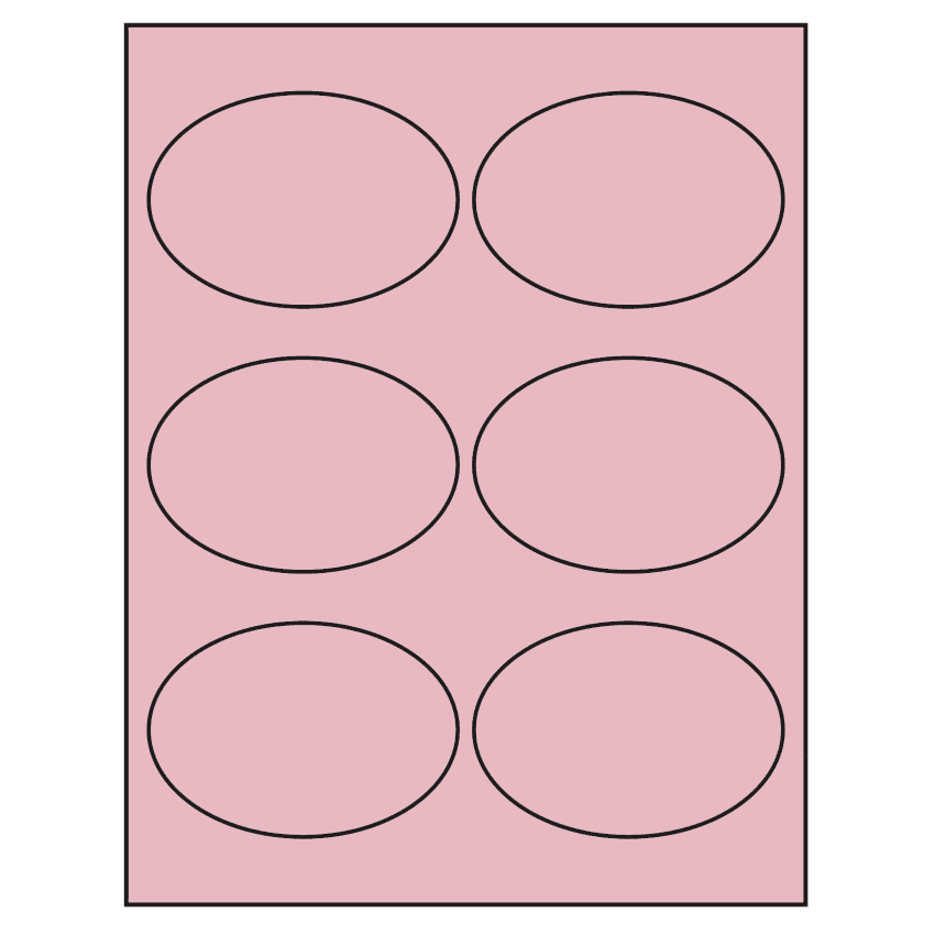 3.875" x 2.6875" Pastel Pink Oval Sheet Labels