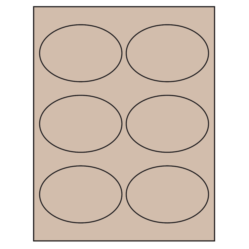 3.875" x 2.6875" Pastel Tan Oval Sheet Labels