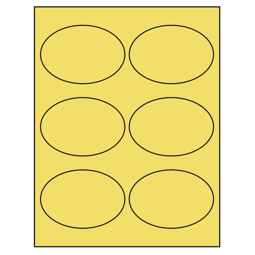 3.875" x 2.6875" Pastel Yellow Oval Sheet Labels