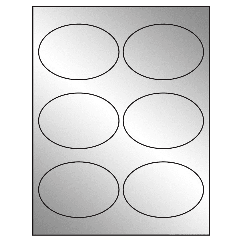 3.875" x 2.6875" Silver Foil Oval Sheet Labels