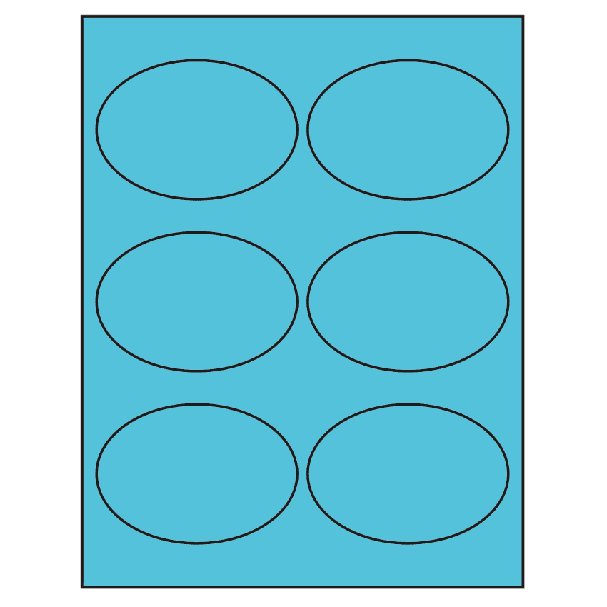 3.875" x 2.6875" Turquoise Oval Sheet Labels
