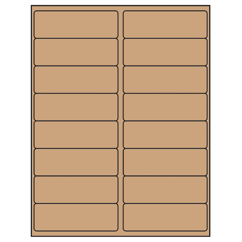 4" x 1.3125" Brown Kraft Rectangular Sheet Labels