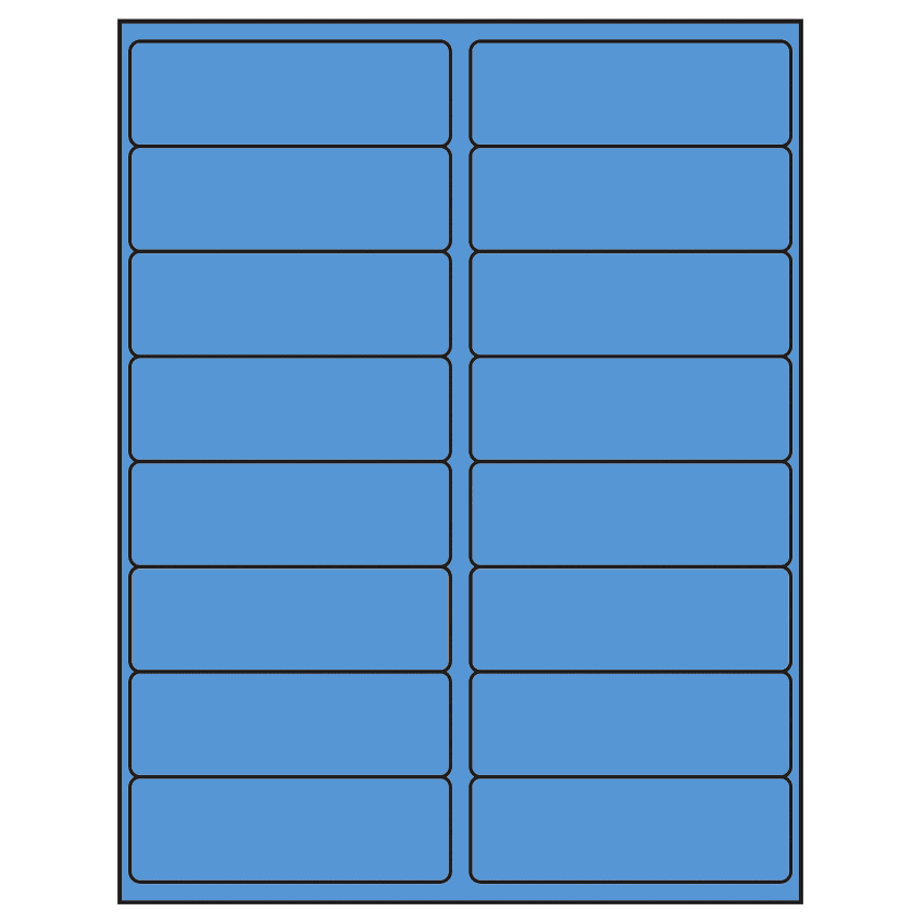 4" x 1.3125" Fluorescent Blue Rectangular Sheet Labels