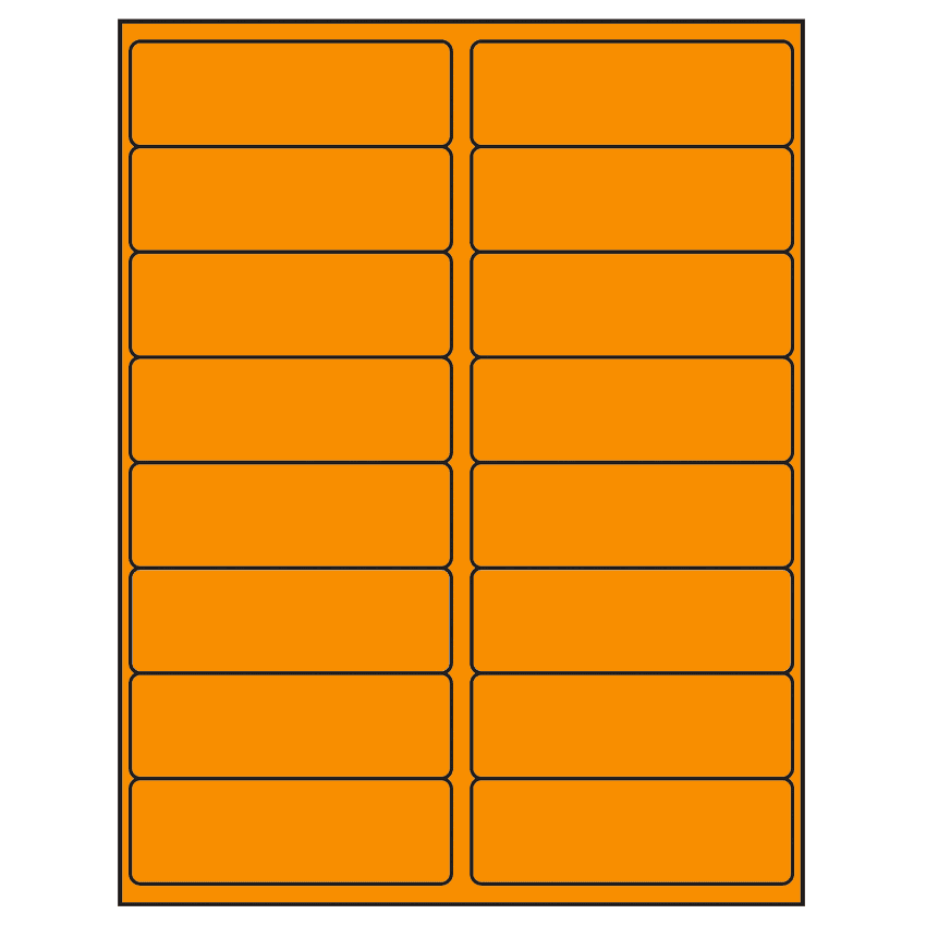 4" x 1.3125" Fluorescent Orange Rectangular Sheet Labels