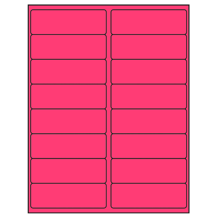 4" x 1.3125" Fluorescent Pink Rectangular Sheet Labels