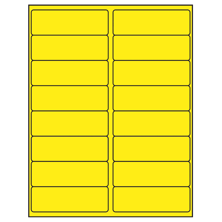 4" x 1.3125" Fluorescent Yellow Rectangular Sheet Labels