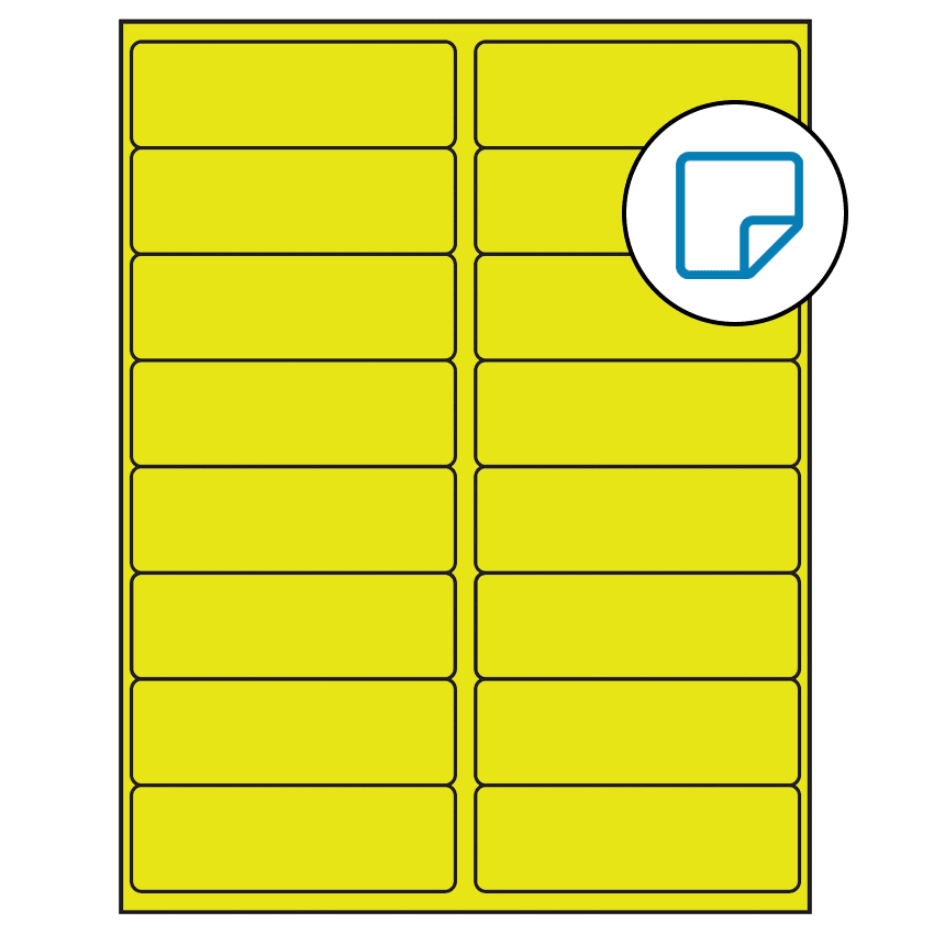 4" x 1.3125" Fluorescent Yellow Rectangular Sheet Labels - Removable Adhesive