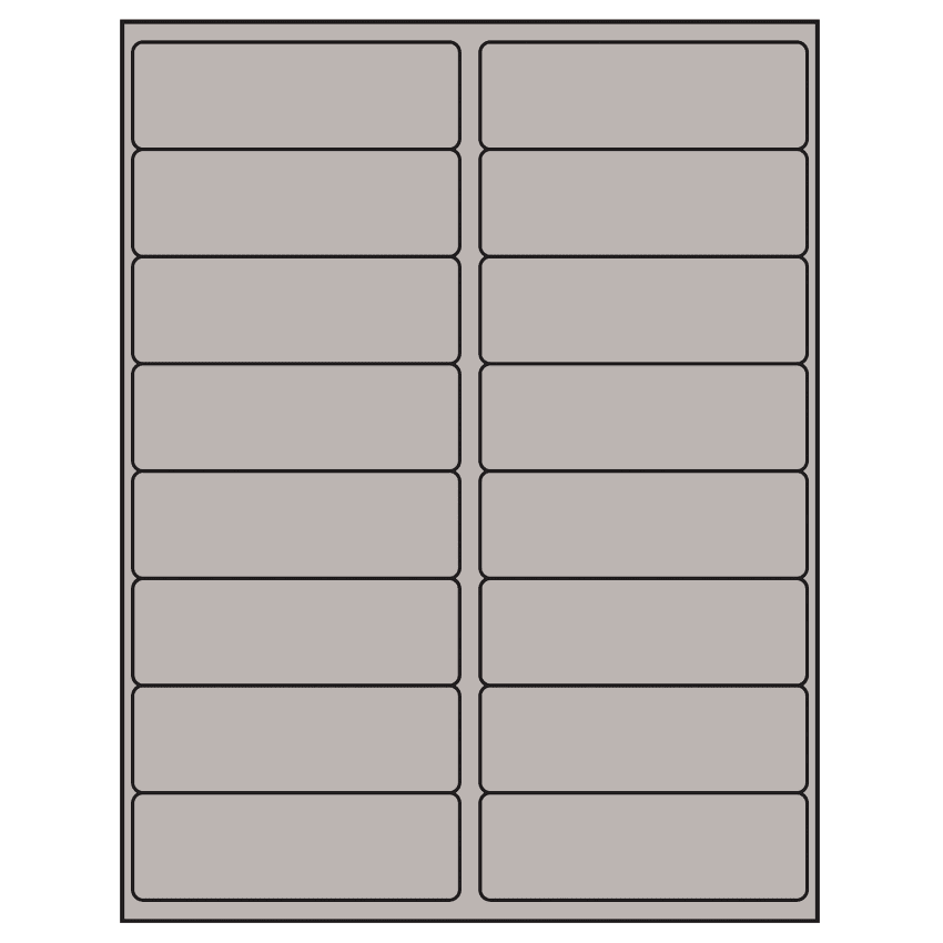 4" x 1.3125" Gray Rectangular Sheet Labels