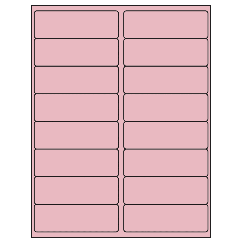 4" x 1.3125" Pastel Pink Rectangular Sheet Labels
