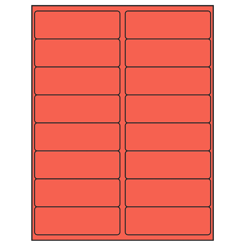 4" x 1.3125" Red Rectangular Sheet Labels