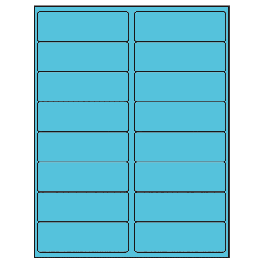 4" x 1.3125" Turquoise Rectangular Sheet Labels