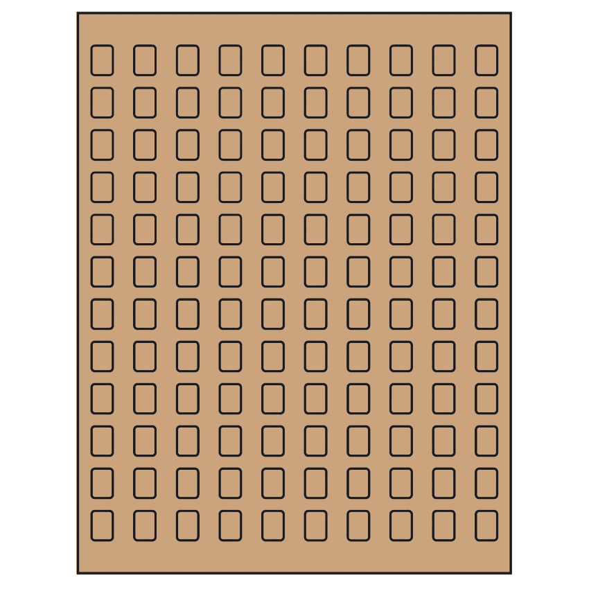 0.42" x 0.58" Brown Kraft Rectangular Sheet Labels