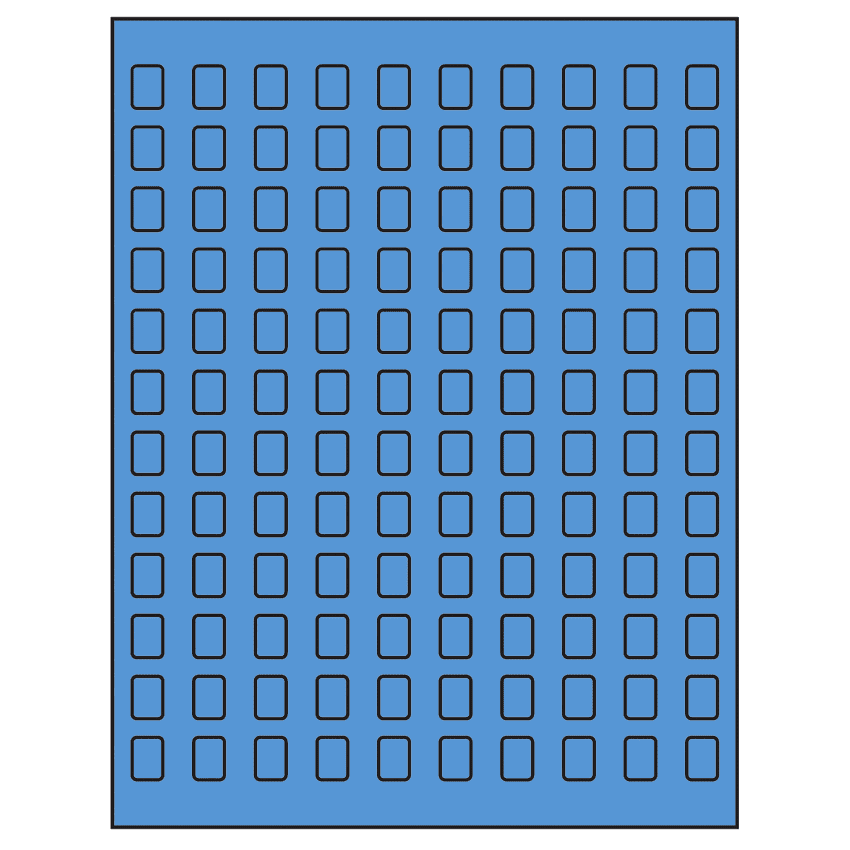 0.42" x 0.58" Fluorescent Blue Rectangular Sheet Labels