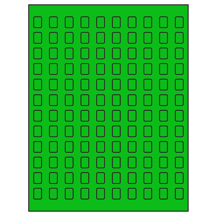 0.42" x 0.58" Fluorescent Green Rectangular Sheet Labels
