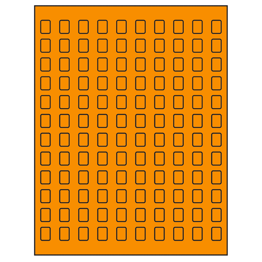 0.42" x 0.58" Fluorescent Orange Rectangular Sheet Labels