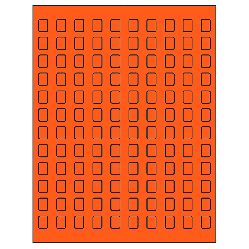 0.42" x 0.58" Fluorescent Red Rectangular Sheet Labels