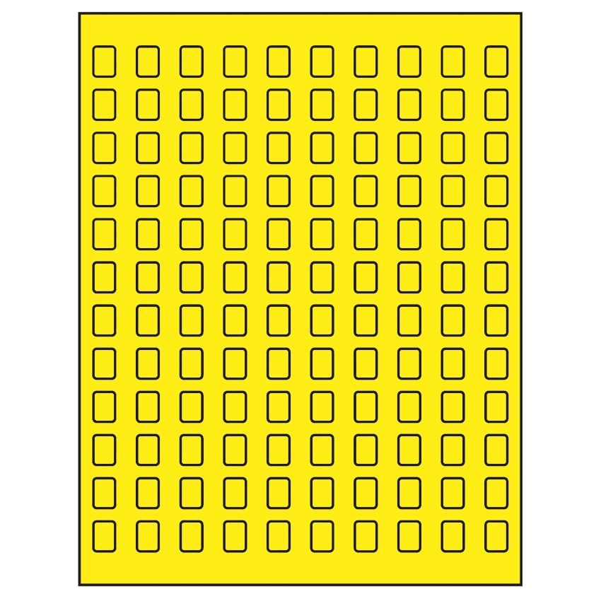 0.42" x 0.58" Fluorescent Yellow Rectangular Sheet Labels