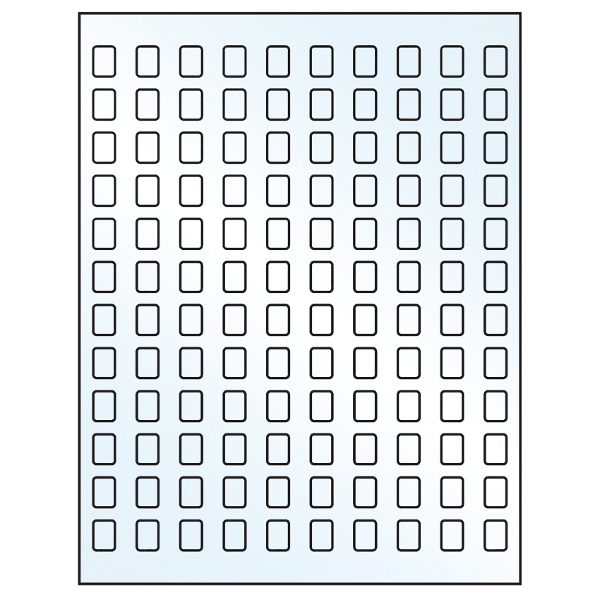 0.42" x 0.58" White Mid Gloss Rectangular Sheet Labels