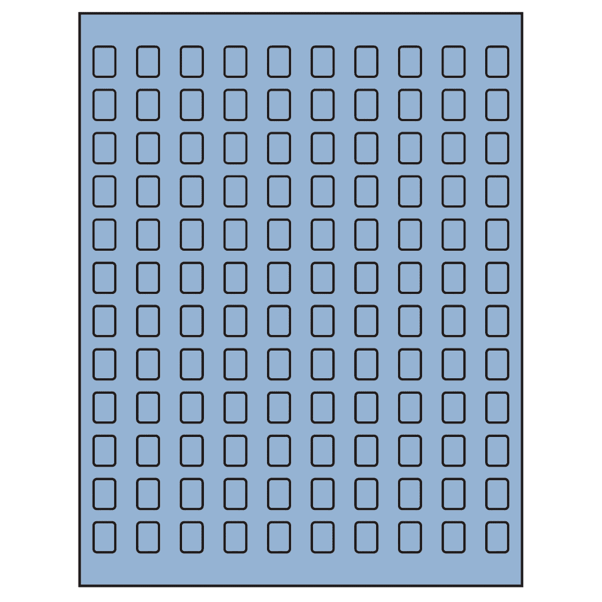 0.42" x 0.58" Pastel Blue Rectangular Sheet Labels