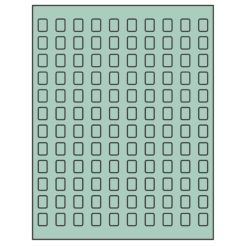 0.42" x 0.58" Pastel Green Rectangular Sheet Labels