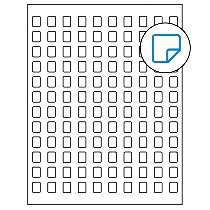 0.42" x 0.58" White Rectangular Sheet Labels - Removable Adhesive