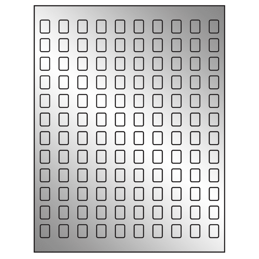 0.42" x 0.58" Silver Foil Rectangular Sheet Labels