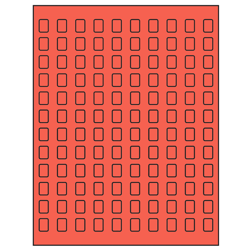 0.42" x 0.58" Red Rectangular Sheet Labels