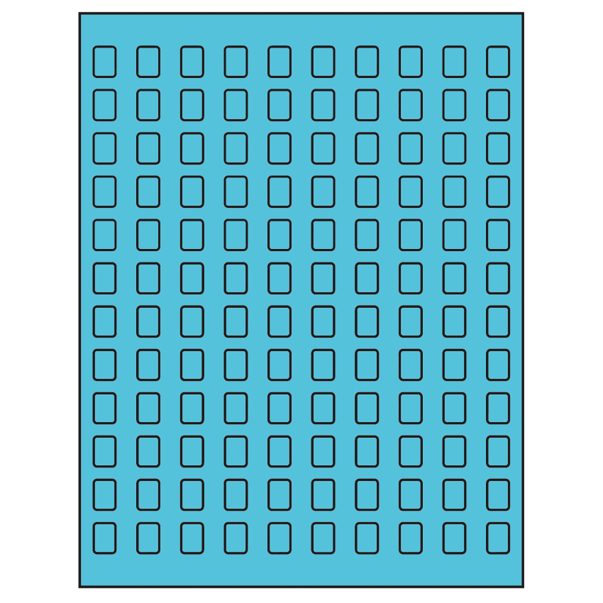 0.42" x 0.58" Turquoise Rectangular Sheet Labels