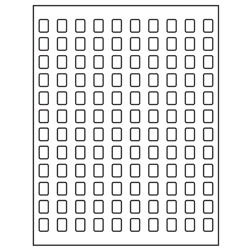 0.42" x 0.58" White Vinyl Drum Rectangular Sheet Labels