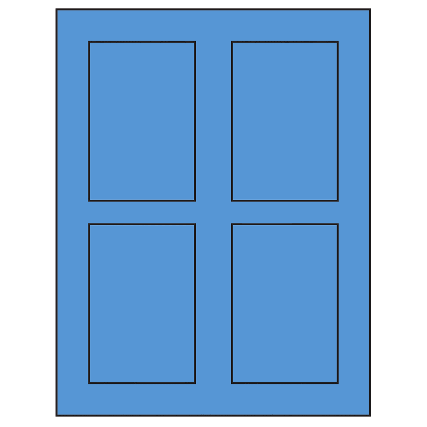 2.875" x 4.312" Fluorescent Blue Rectangular Sheet Labels