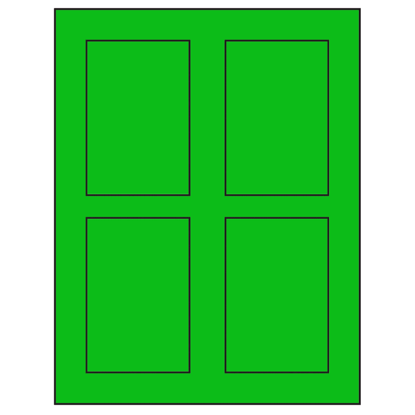 2.875" x 4.312" Fluorescent Green Rectangular Sheet Labels
