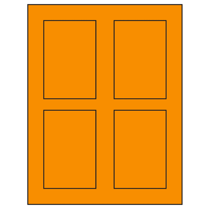 2.875" x 4.312" Fluorescent Orange Rectangular Sheet Labels