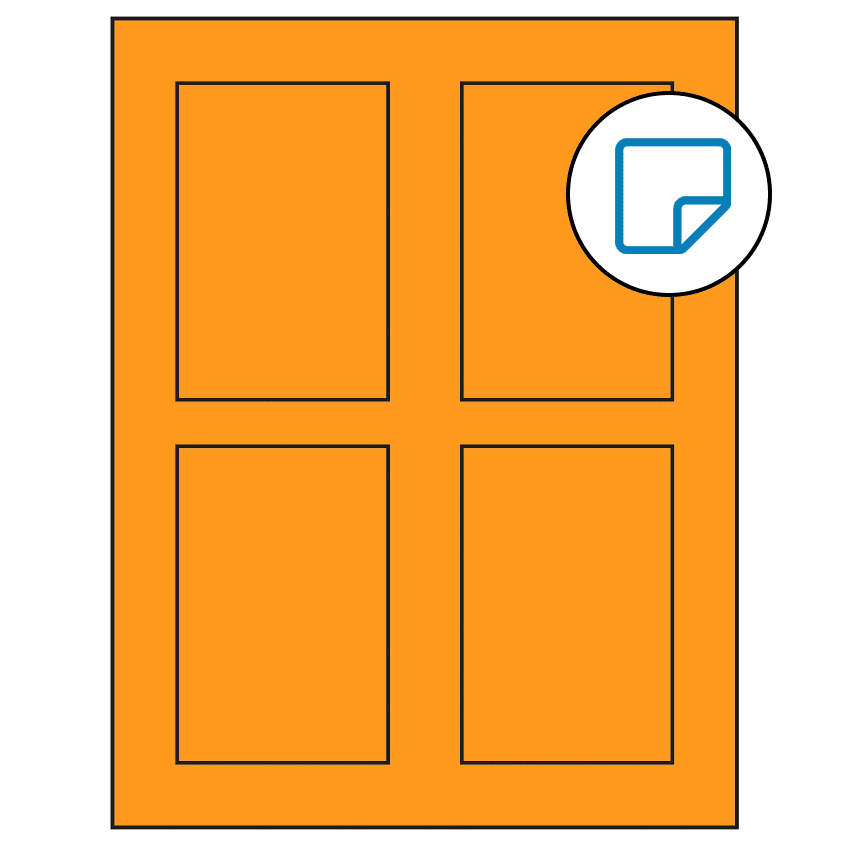 2.875" x 4.312" Fluorescent Orange Rectangular Sheet Labels - Removable Adhesive