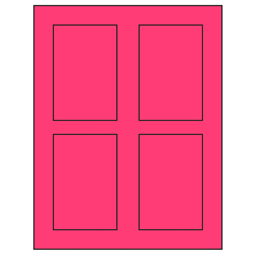 2.875" x 4.312" Fluorescent Pink Rectangular Sheet Labels
