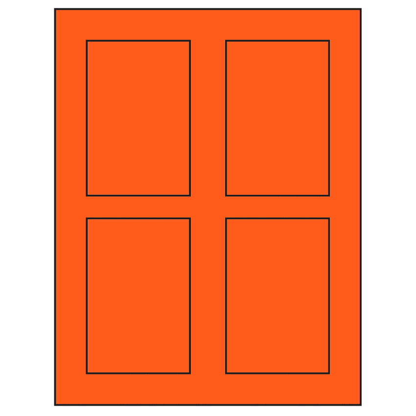 2.875" x 4.312" Fluorescent Red Rectangular Sheet Labels